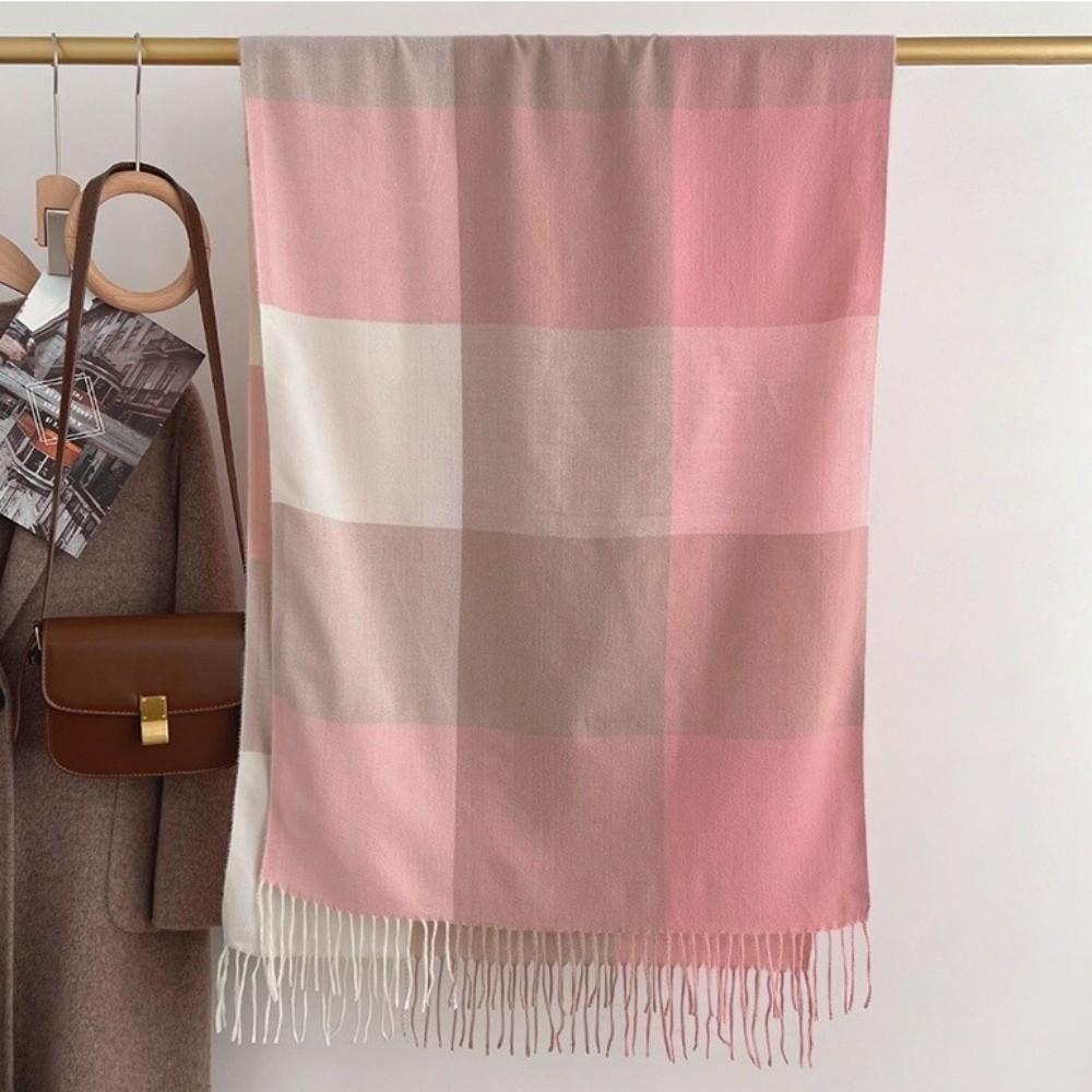 Soft Shawl Wrap Tassel Color Block Scarf Fashion Neck Scarf Travel