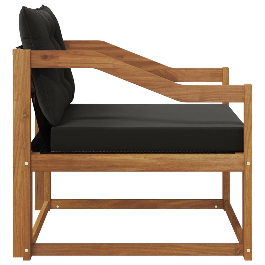 Outdoor Sofa Set Solid Acacia Wood and Textilene Natural
