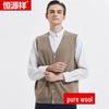 Hengyuanxiang Men's Pure Wool Button-Front Sleeveless Cardigan Vest