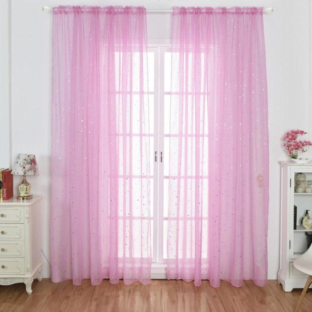 Translucent Tulle Curtains Elegant Window Curtains Silver Stars Sheer Curtains Home Decoration