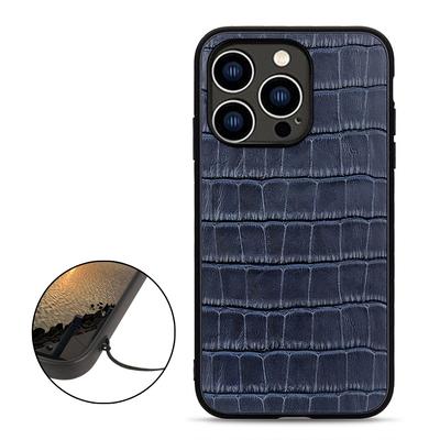 Для iPhone 15 Pro Max Чехол для телефона из натуральной коровьей кожи с текстурой крокодила + ТПУ + ПК Чехол для телефона
