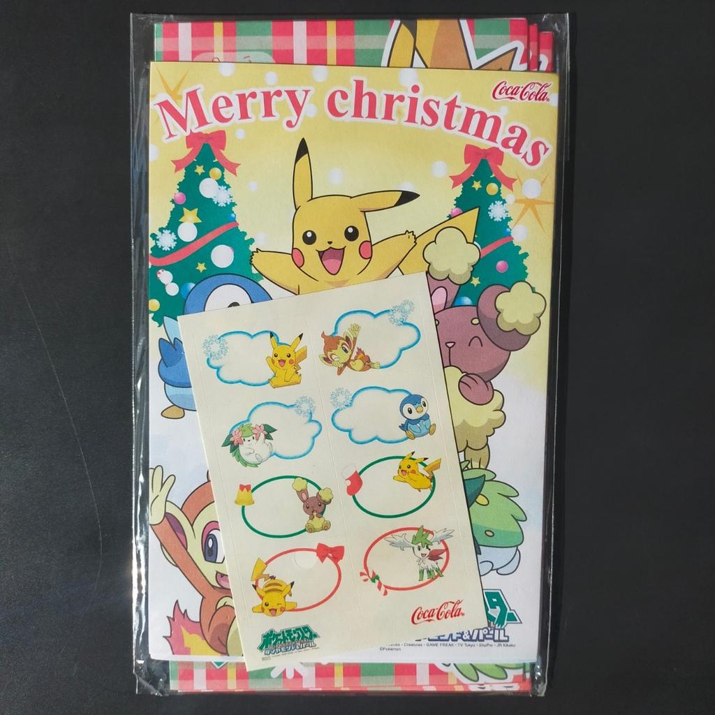 Pokémon Christmas Letter Set Postcards Diamond Pearl Pikachu Piplup Buneary Shaymin Turtwig Coca-Cola/&
