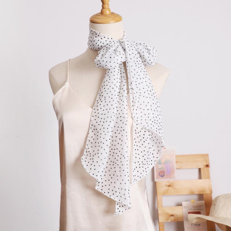 Small Long Polka Dot Scarf Printed Loose Streamer for Women Spring and Autumn Versatile Decorative Scarf Simple Hairband
