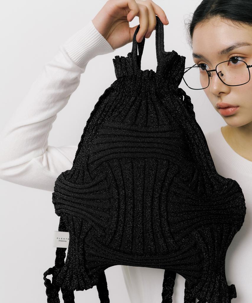 Рюкзак Pleatsmama с новым бантом, блестящий черный