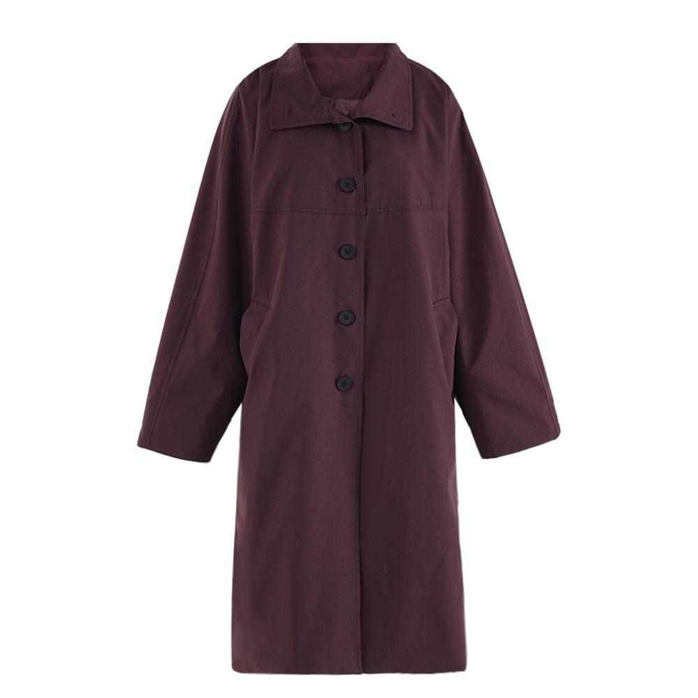 Женская темно-синяя ветровка большого размера с длинным элегантным воротником-стойкой и длинным рукавом, модная весна-осень