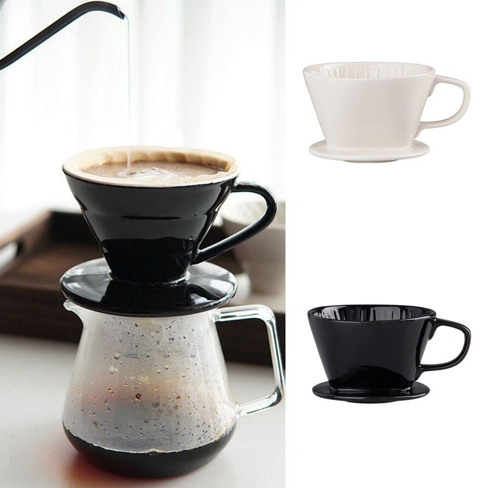 Flat Bottom Pour Over Coffee Filter Reusable Cone Drip Holder Ceramic Coffee Dripper Office