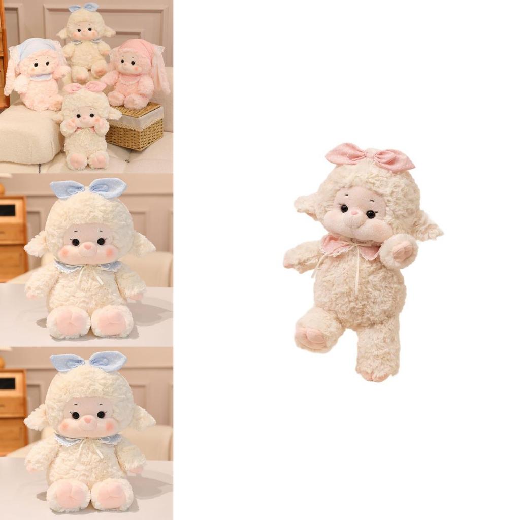 Plush Sheep Rabbit Toy With Polka Dot Bow And Scarf Decoration For Kids Kids Gift And Home Decor
