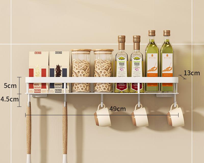 Стойка для хранения специй на кухне с крючком, держатели для посуды, настенная полка для приправ без отверстий, металлическая стойка для полотенец в ванной
