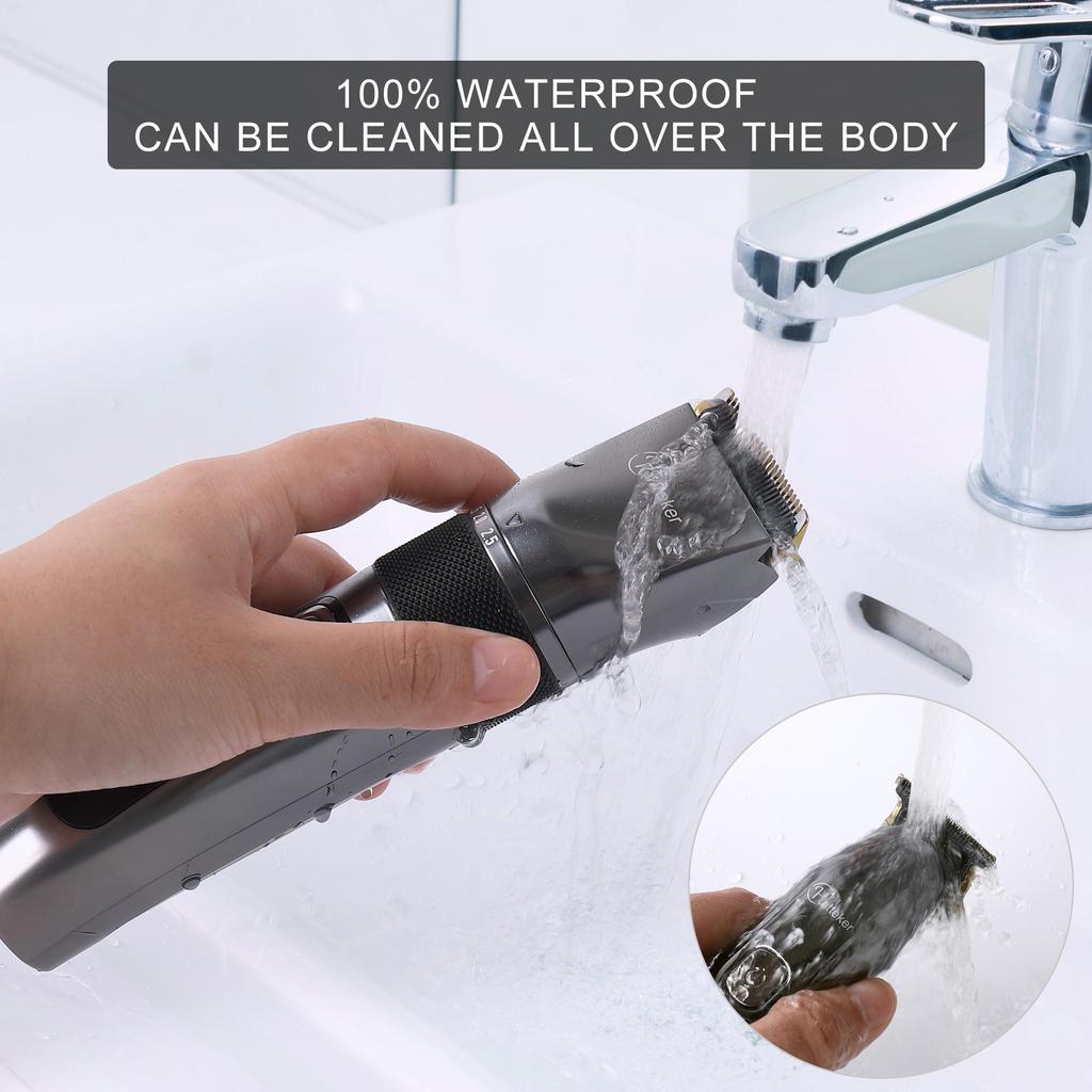 Hatteker Men's Hair Clipper Cordless Beard Trimmer T Trimmer Waterproof Haircutt Kit Hairdressing Cape and Scissors