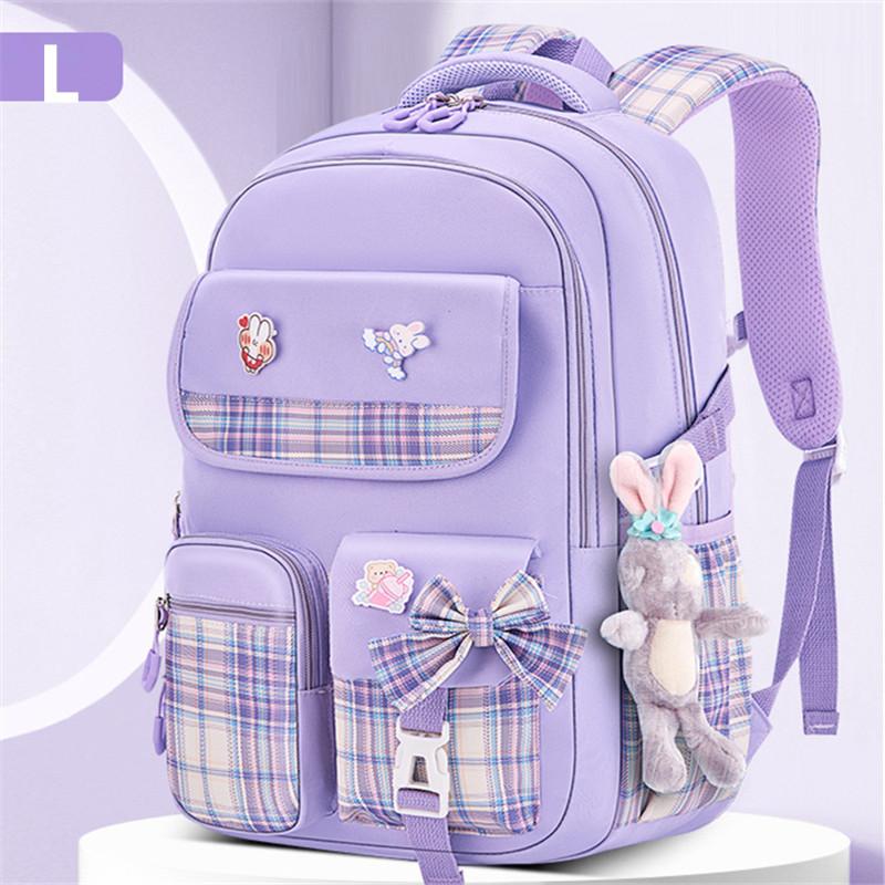 С подвеской в виде кролика для девочек, детский рюкзак, водонепроницаемая школьная сумка, школьный портфель с бантом