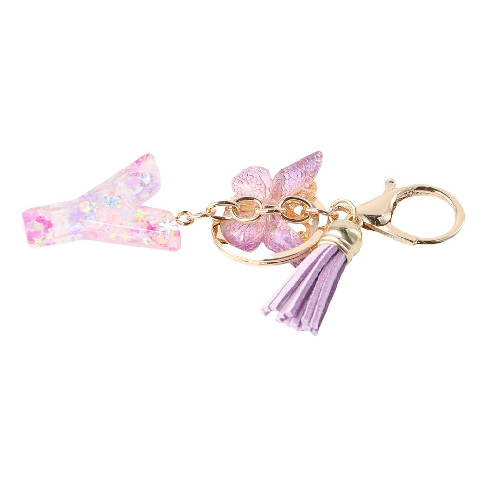 Брелок с буквами в виде бабочки и фиолетовых снежинок от A до Z 26 от A до Z 26, забавный декоративный брелок с алфавитом