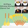 10-Piece Silicone Kitchen Utensil Set with Non-Stick Pans Silicone Spatula Soup Ladle Slotted Spoon Cooking Tools for Kitchen