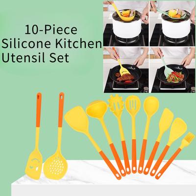Набор из 10 предметов кухонной утвари из силикона с антипригарным покрытием Силиконовая лопатка Половник для супа Шумовка Кулинарные принадлежности для кухни