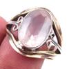 Natural Rose Quartz Gemstone 925 Sterling Silver TwoTone Gift Ring S.8.5 F0c03