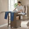 Foldable Ironing Board Cabinet with Iron and Garment Holder with Open Compartment, 154x55x87 cm, Brown