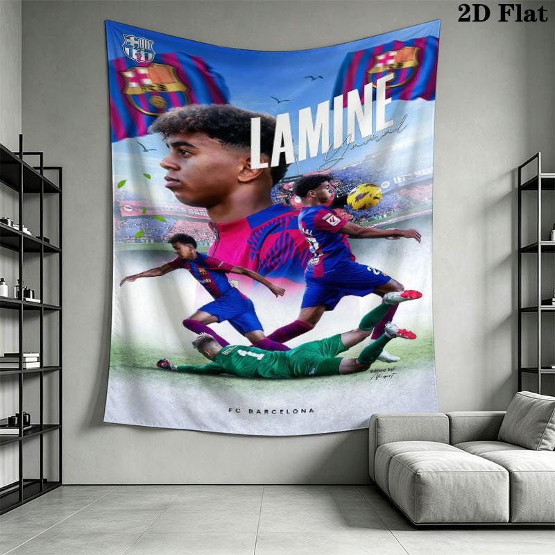 Lamine Yamal Icon Wall Hanging Printed Fabric Blanket Decorative Tapestries for Bedroom Living Room Home Decor