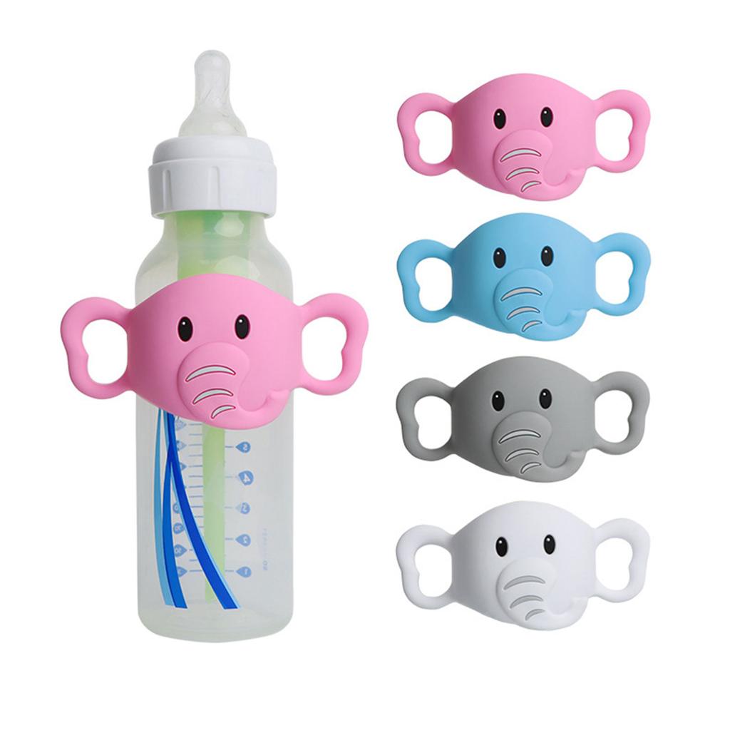 Elephant Pattern Baby Bottle Handle Transitional Sippy Cup Handle Grip for Baby Bottle Universal Removable Grip Portabl