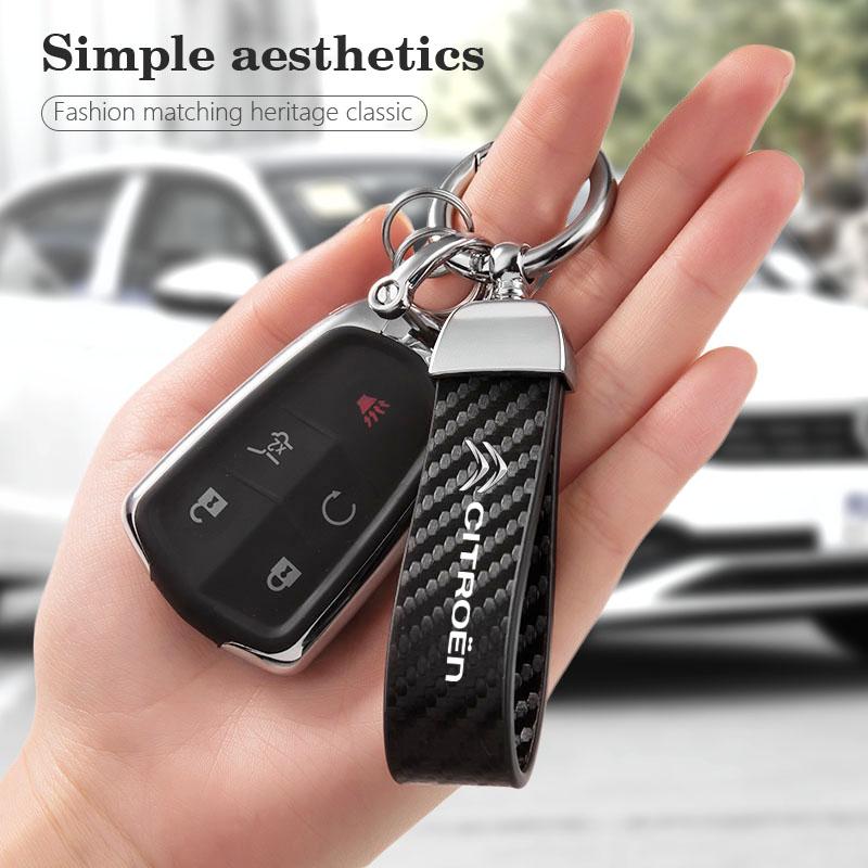 OAUH2 Carbon Fiber Leather Keyrings Car Keychain Accessories For Citroen C1 DS3 C2 C3 Vts C4 Saxo C4L C5 C6 C8 Xsara C3-XR Picasso