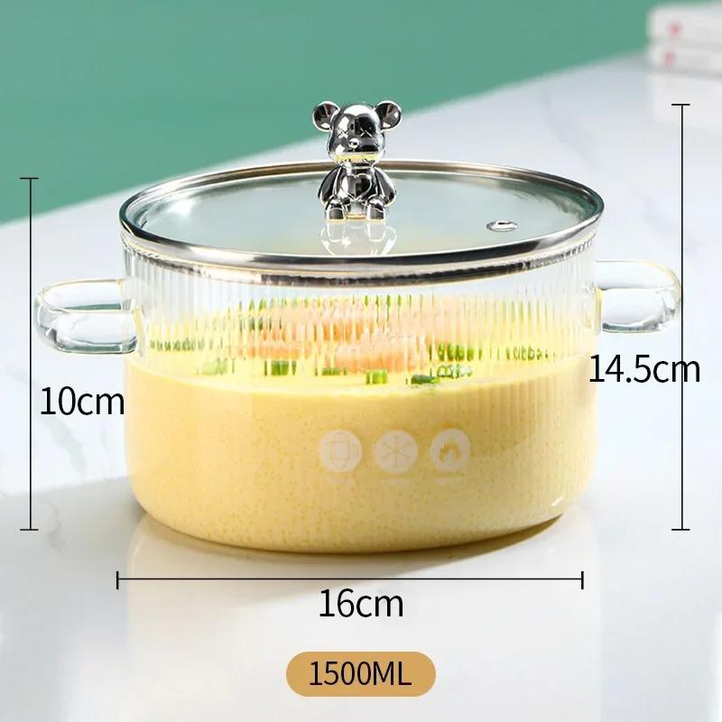 Thickened High Borosilicate Glass Stew Pot,transparent Cooking Pot,soup Pot,heated Double Handle Stew Pot with Lid, Cooking Tool