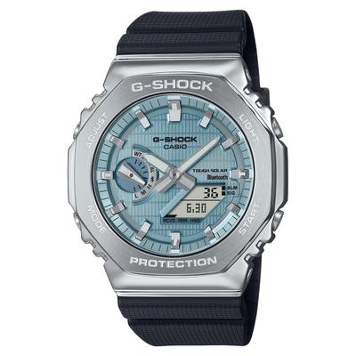 G-Shock G-Steel Часы на солнечной батарее с синим циферблатом и черным полимерным ремешком - GBM2100A-1A2, Синий, Современный