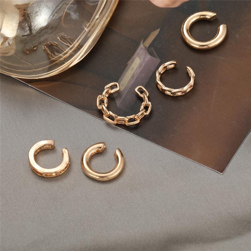 5/7/12PCS Ear Cuff Gold Color Leaves Non-Piercing Ear Clips Fake Cartilage Earrings Clip Earrings For Women Men Wholesale Jewelry