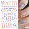 1 Sheet 3D Adhesive Nail Stickers Decals Letter Flower Leaf Butterfly Wave Line Nail Art Decoraton