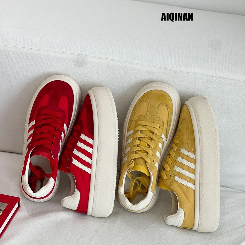 2025 summer new leather platform white shoes women's versatile casual sports board shoes heightening breathable bread shoes