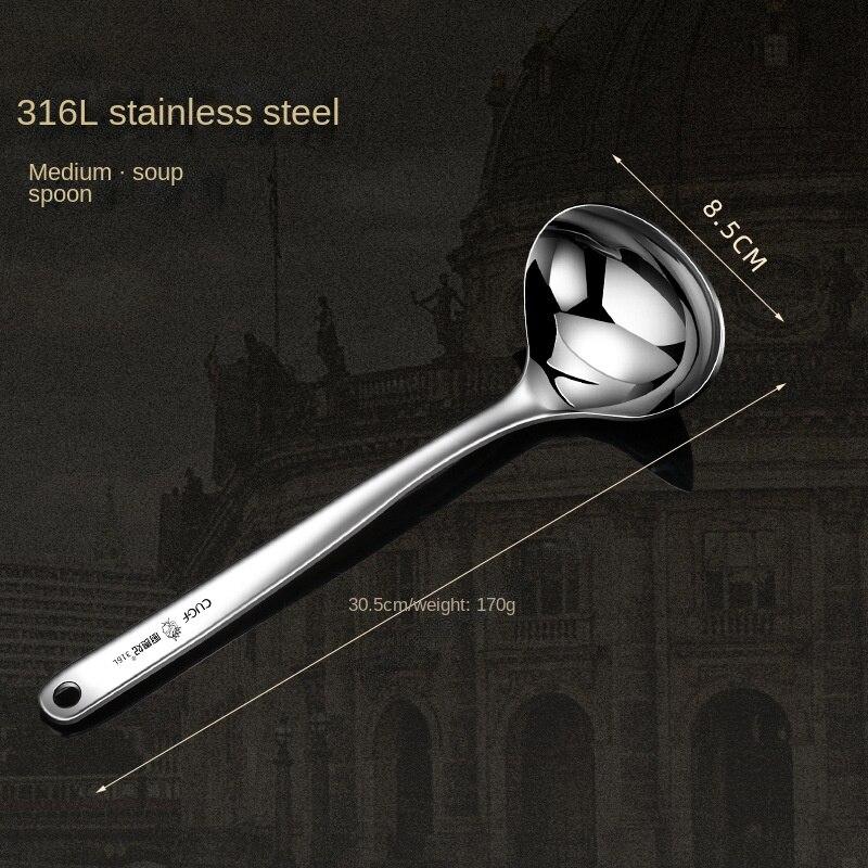 1 шт., ложка для горячего горшка из нержавеющей стали 316, бытовая ложка для супа, большая ложка для супа с длинной ручкой, коммерческая ложка с защитой от ожогов, углубленная ложка