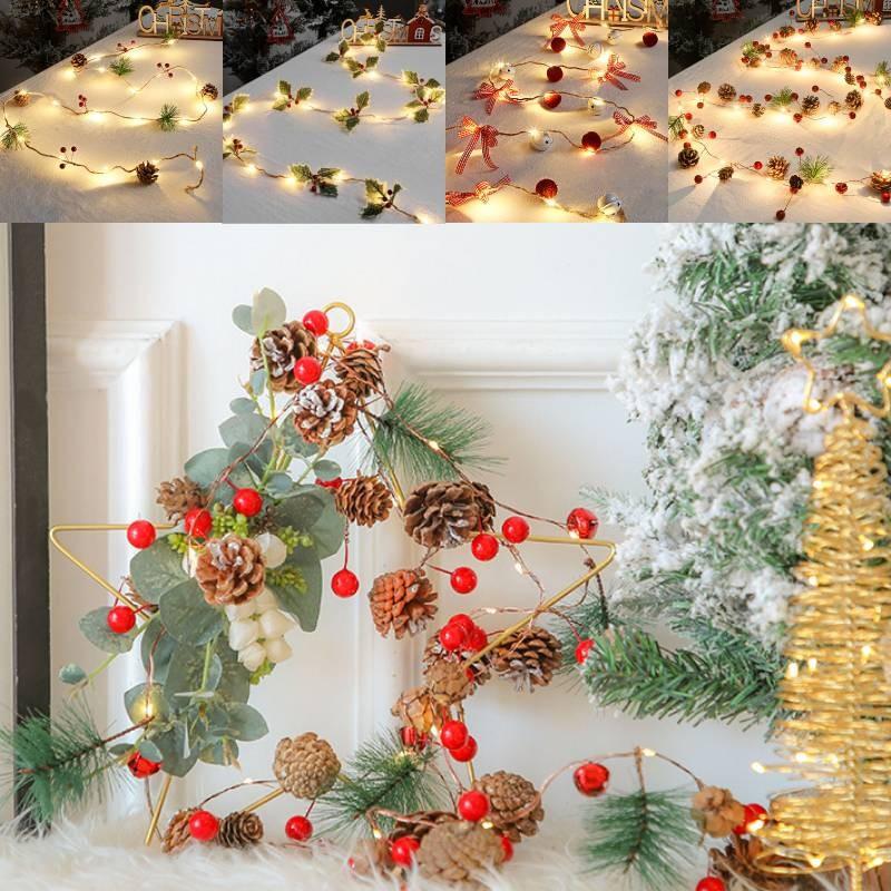 2м Рождественская светодиодная гирлянда с сосновыми шишками, работающая от батареек, украшения для рождественской елки, лампа