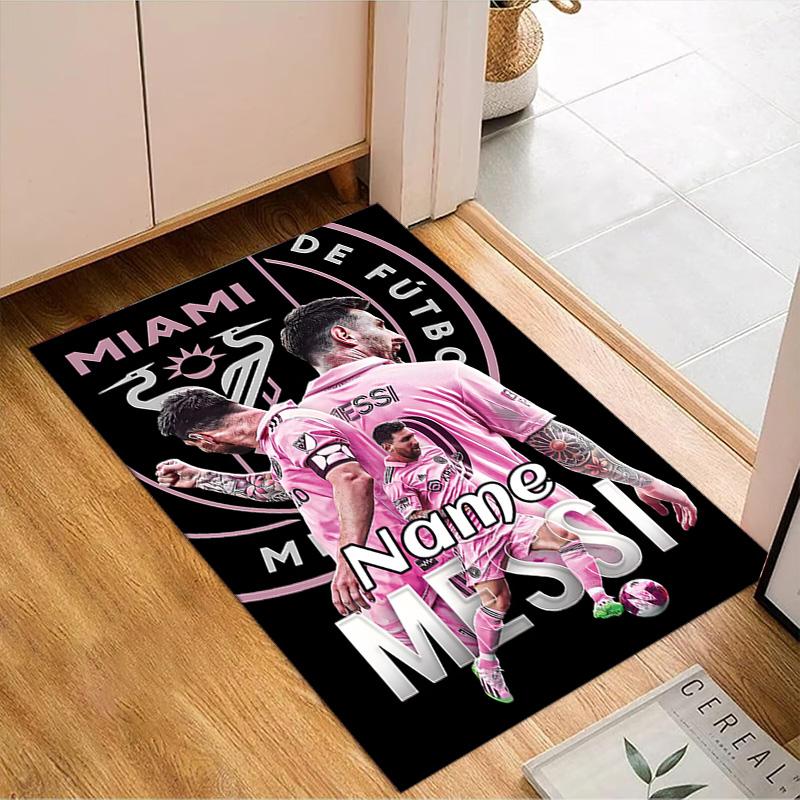 Custom Name Lionel Messi Poster Art Rug Game Carpet, Floor Mat for Bedroom Living Room Entryway Rug, Home Decor Idea Gift for Christmas birthday