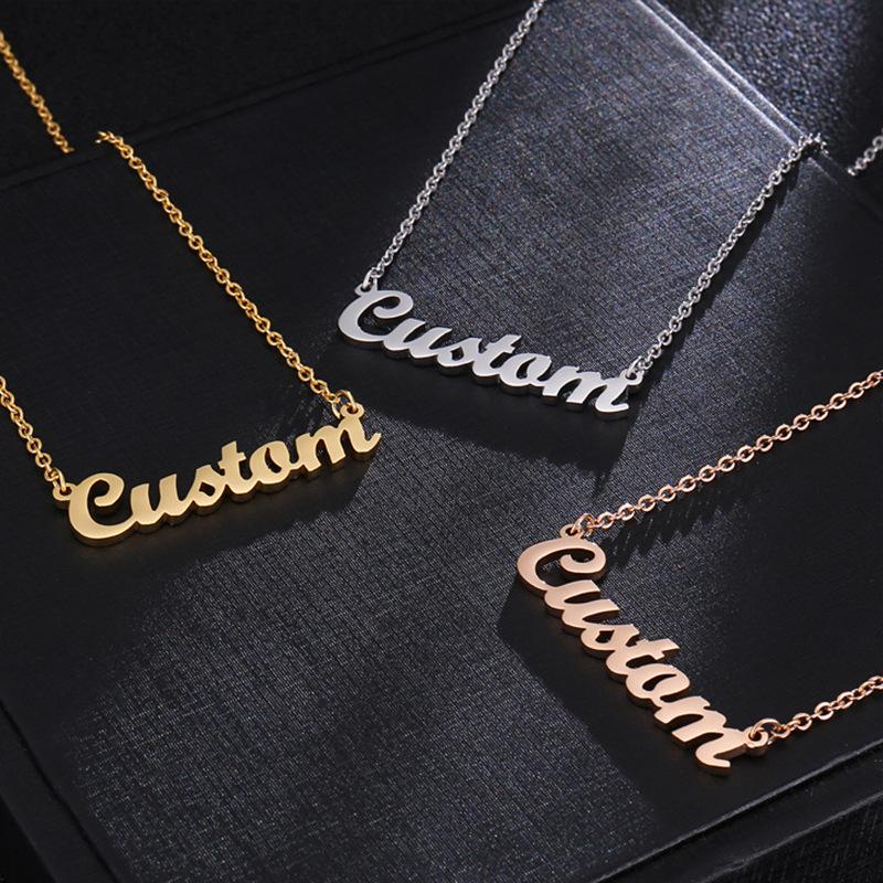 Персонализированный набор из нержавеющей стали: ожерелье с именем и браслет с серьгами