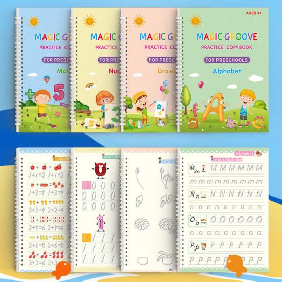 Книга для практики письма от руки для детей, волшебная тетрадь с бороздками для письма, многоразовая рабочая тетрадь для практики письма, предметы первой необходимости для детского сада и дошкольного учреждения