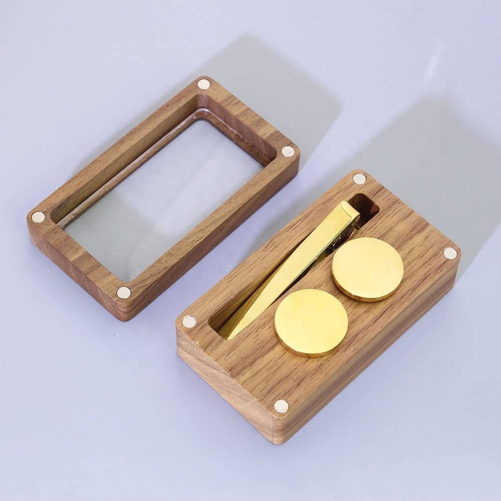 Foldable Velvet Plastic Blank Jewelry Box Custom Logo Cufflink Tie Clip Ring Small Jewelry Packaging Box Party Favor Use