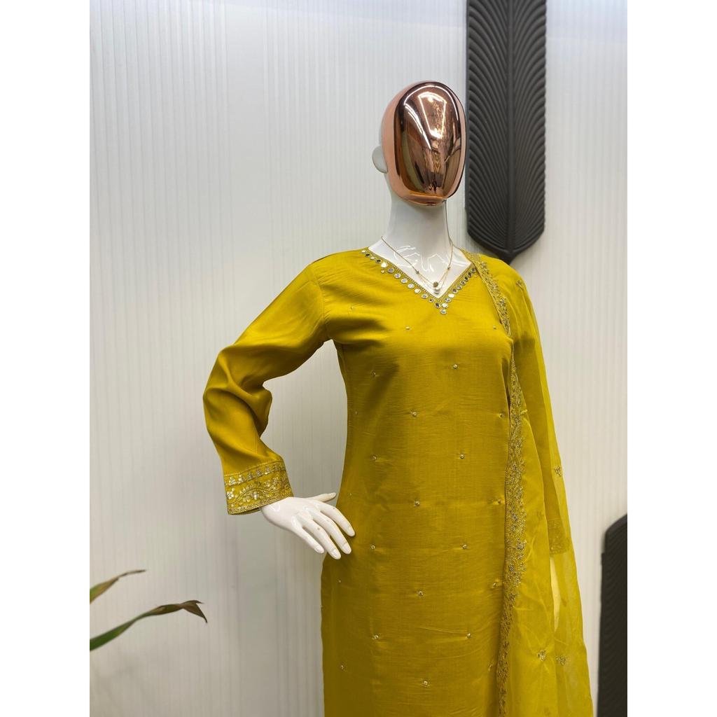 Женский комплект из топа и туники в стиле Болливуда, курти, брюк, дупатта, индийская праздничная одежда, костюм-шальвар VF-20240