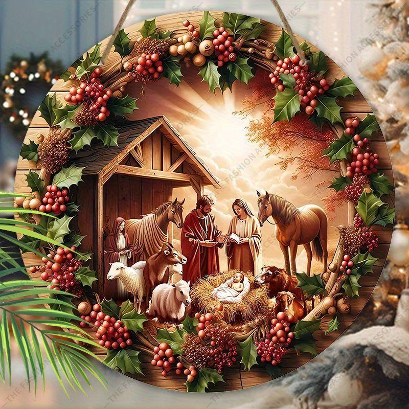 Подвеска «Святая ночь», украшение для стен или дверей дома, плоская деревянная 2D, рождественское украшение, подарки для друзей и семьи