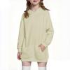 Children's Fashion Solid Color Long Sleeved Hooded Sweatshirt Girls' Mid Length Hoodie Top