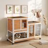 Indoor Rabbit Hutch on Wheels, 2 Levels, Ramp, 2 Lockable Doors, 2 Trays, 110 x 50 x 88 cm, Yellow