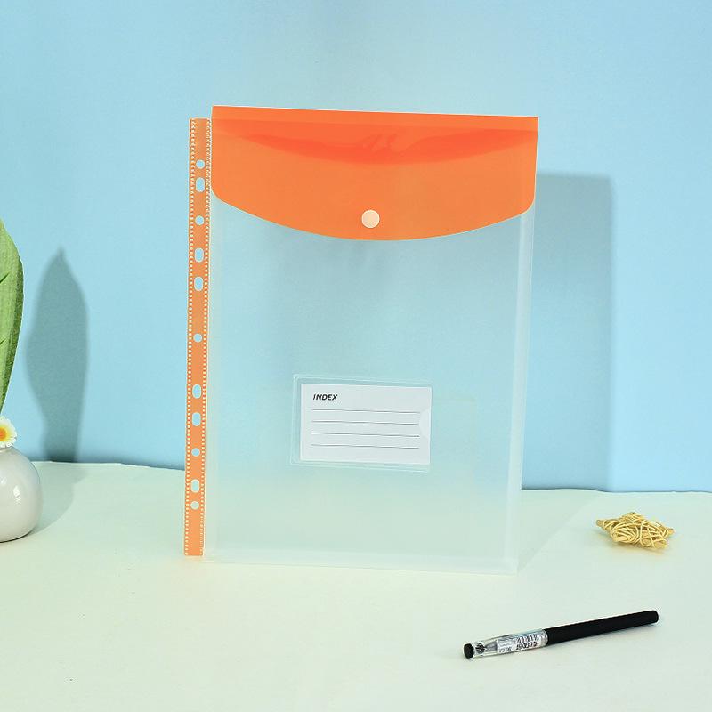 Прозрачный файл-папка A4 на 11 отверстий с кнопкой-застежкой и держателем для карт - Цветной органайзер для документов для студентов