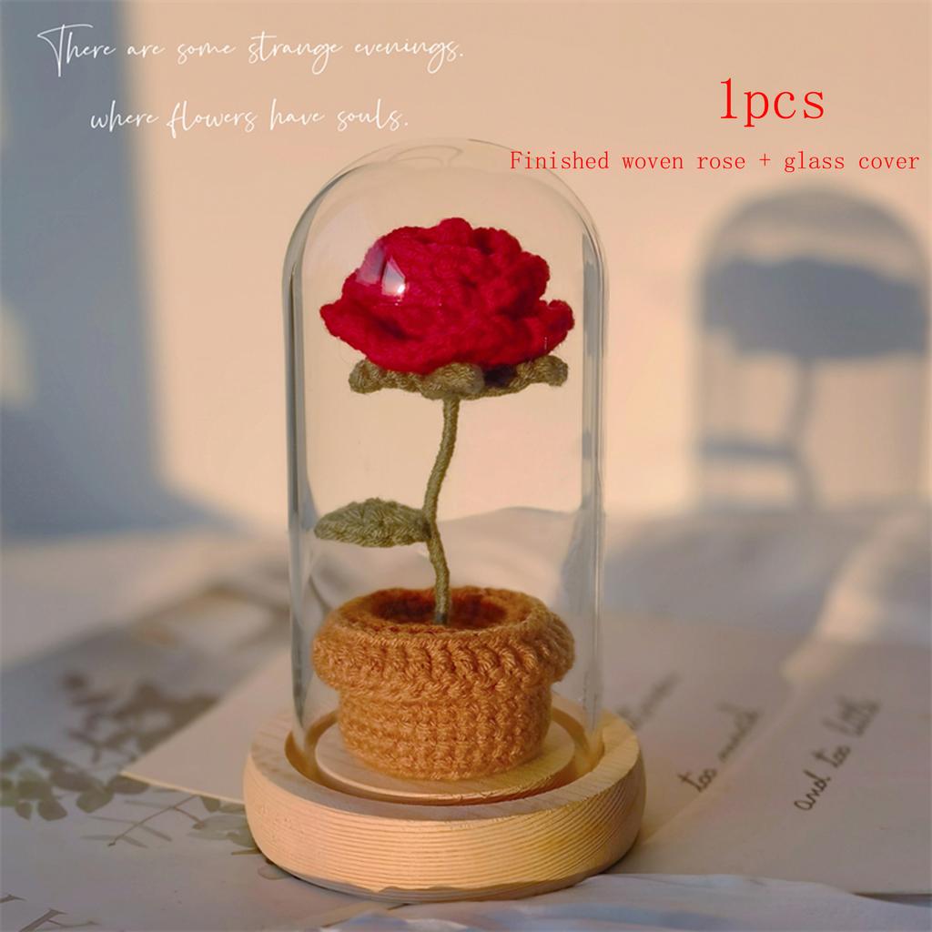 Принц Роуз ручной вязки Букет Готовый Маленький Принц Роза Цветок Бессмертие Любовник Подарок на День Рождения Вязание крючком Подарок на День Святого Валентина