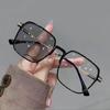 Photochromic Glasses Anti Blue Light Glasses Color Changing Large Frame Decorative Sun Glasses Eyeglasses Girls
