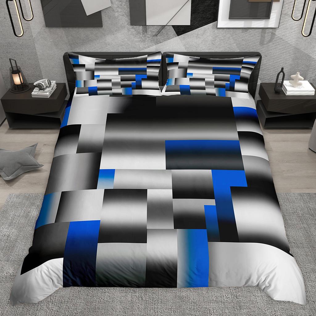 Comforter Homewish Contemporary Geometric Abstract Stripe Bedding Set Wave Lines Plaid Checkered Comforter Set