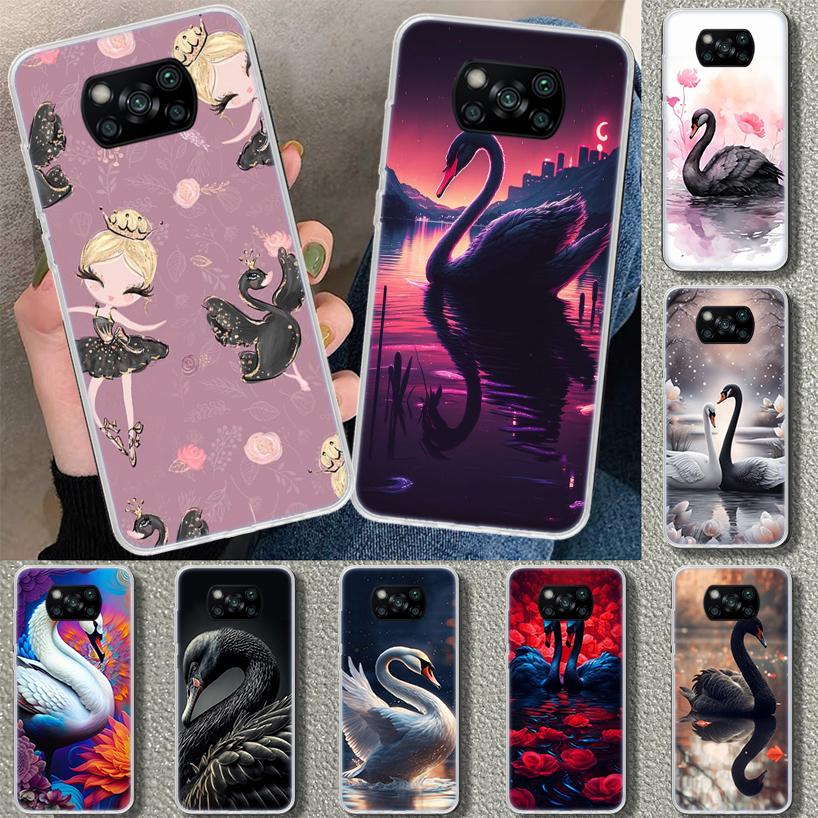 Black Swan Noble Phone Case Cover for Xiaomi Poco X6 X5 X7 Pro F7 Ultra Redmi 15C 15 13C 13 12C 12 10C 10 10A 9C 9A 9T 9 Coque P