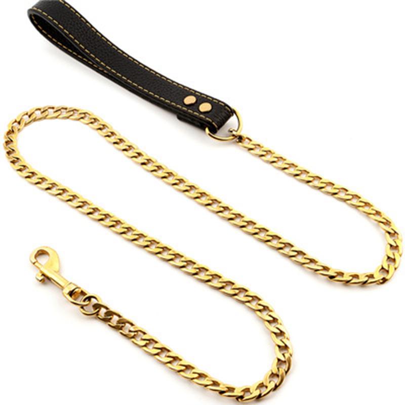 14 мм из нержавеющей стали 304, ошейник и поводок для собак, сверхпрочный металлический ошейник для собак, серебряный, золотой поводок для домашних животных, поводок для вечеринки