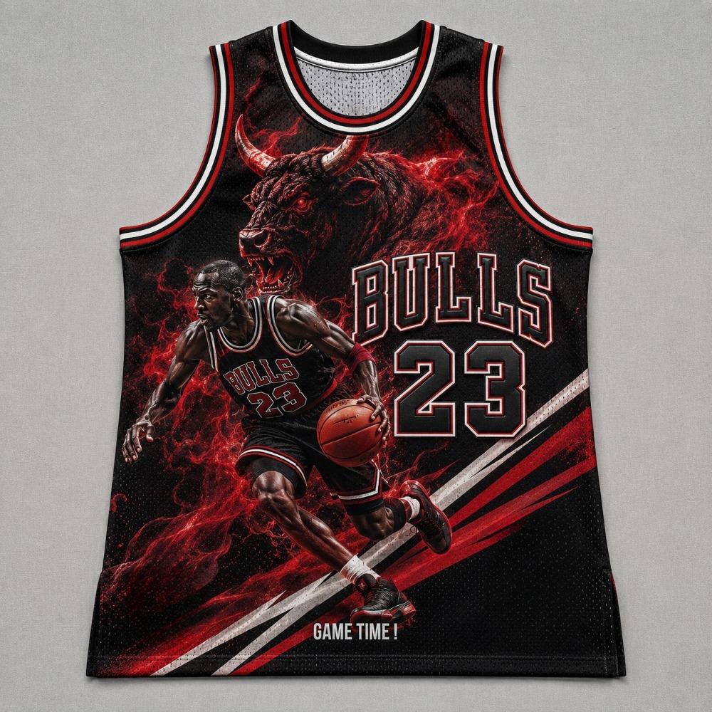 Черно-красный градиентный баскетбольный джерси Bulls №33 с принтом Bull Smoke, сетчатый топ-майка без рукавов, ретро-жилет для спортивного фаната
