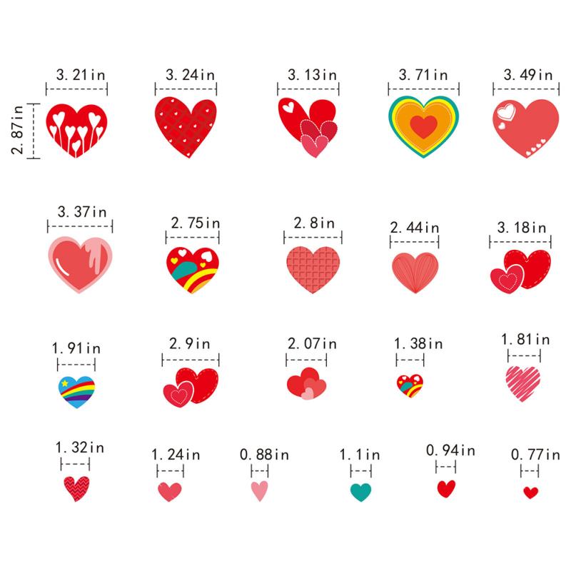 194 шт. Декор на День святого Валентина в форме сердца, стеклянная наклейка на окно, электростатический стикер на окно, без клея