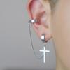 Black New Cross Ear studs Stainless steel Earrings Chain