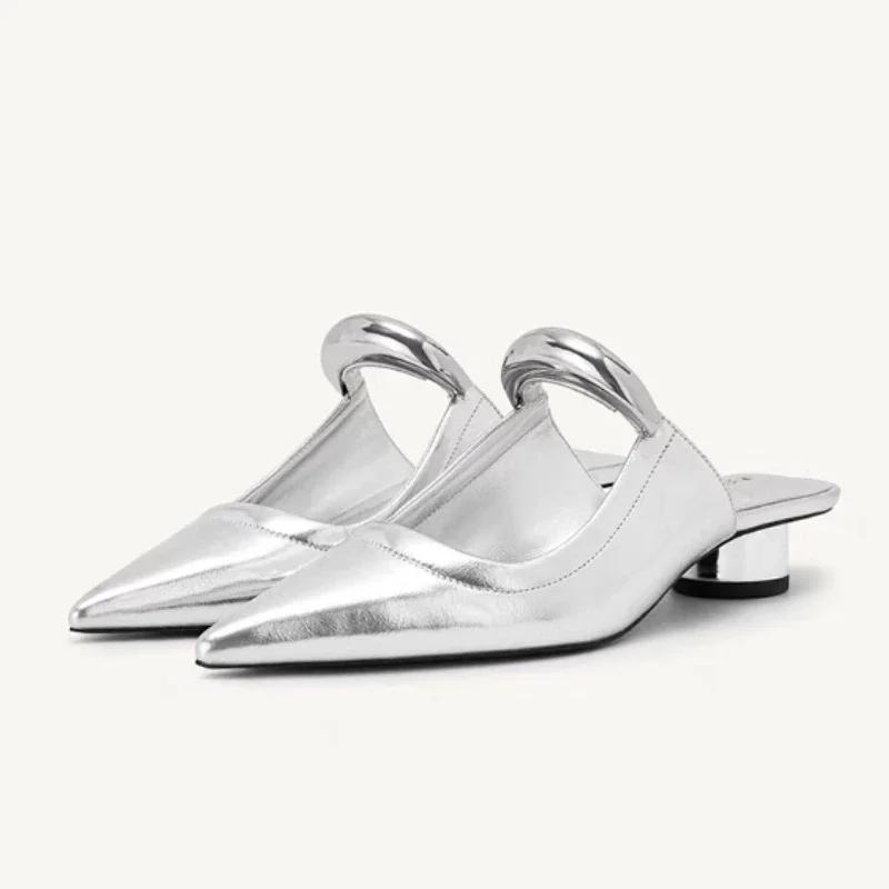 Fashion Women's Shoes On Sale 2024 New Closed Toe Women's Slippers Autumn Pointed Toe Solid Outdoor Slingbacks Office Ladies Shoes