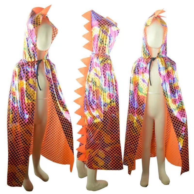Dinosaur Cape Dragon Hooded Cloak Boy Girl Toddler Dressing Up Clothes Cosplay Halloween Costume Wizard Witch Cloak