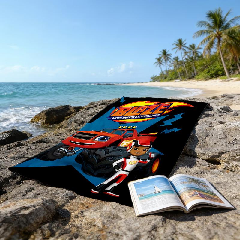 1pc Blaze and the Monster Machines (2) Beach Towel, Beach and Seaside Swimming Pool Equipment, Fashion Pattern, Rectangular, Travel Essentials