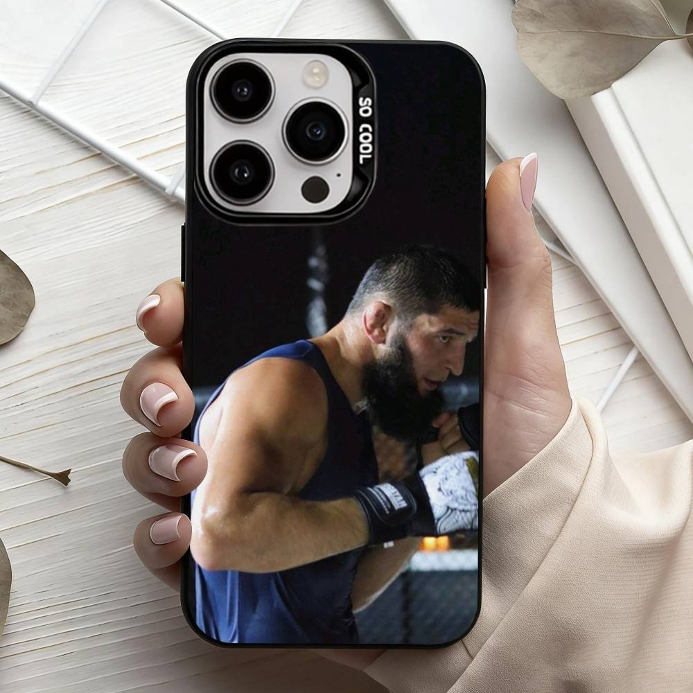 Чехол для телефона K-Khamzat C-Chimaev-v для iPhone17,16,15,14,13,12,11 Plus,Pro Max Конфетный Серебряный Покрытие Внутренняя Крышка